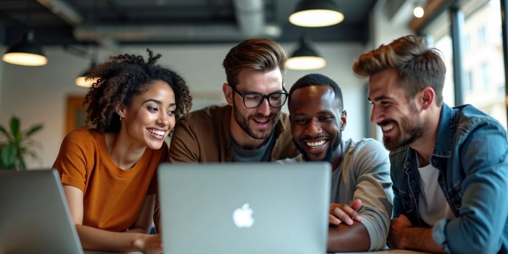 Group of web developers collaborating on a project.