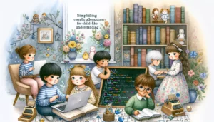 Coding in Nursery Rhymes: Simplifying Complex Algorithms for Child-Like Understanding